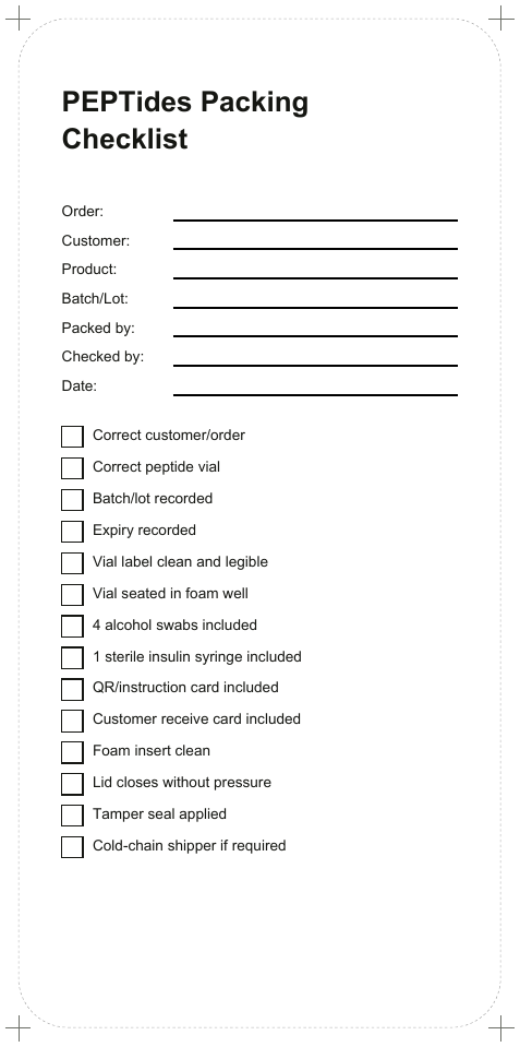 Internal Packing Checklist page 1